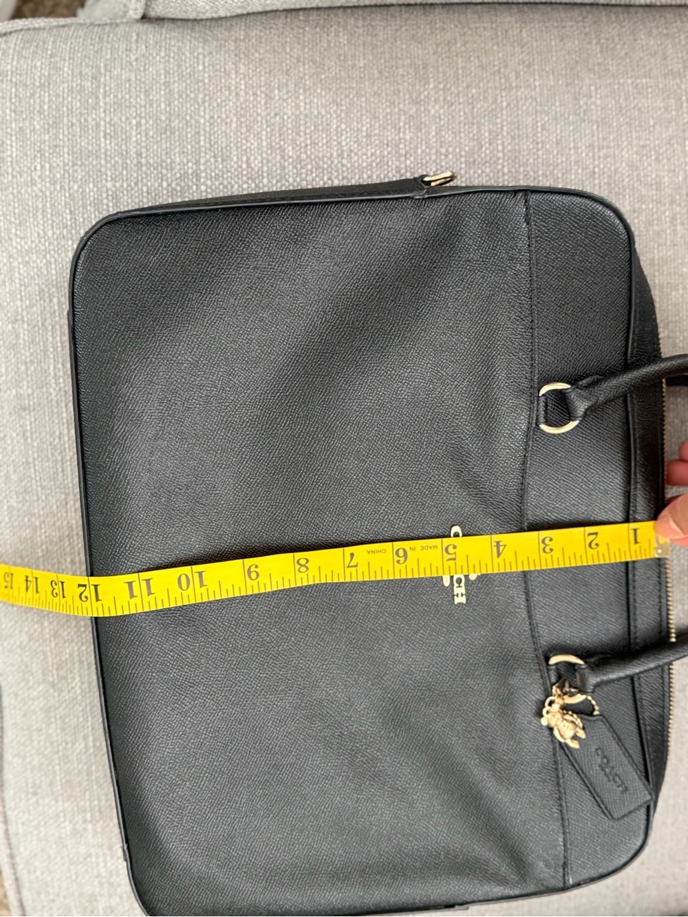 Coach laptop case Black Leather Brief Tote with Gold Hardware no strap - Picture 7 of 7